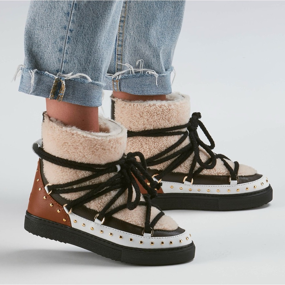 Inuikii Cream Curly Rock Wedge Sneaker